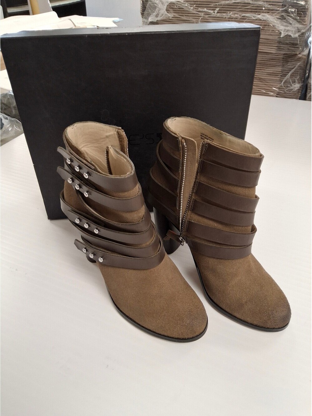 JOES Suede Ankle Boots with Leather Straps and Studs